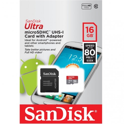 Sandisk Microsd 16gb Class 10 80 Mbps Micro Sd Card Original